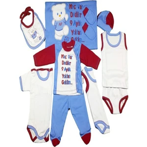 Taraftar 10 Lu Bebek Hatane Çıkışı Yenidoğan Zıbın Seti Bordo Mavi