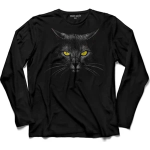 Kendim Seçtim Kara Kedi Göz Black Cat Eye Uzun Kollu Tişört