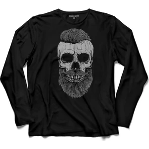 Kendim Seçtim Skull Kuru Kafa Sakal Biyik Korsan Silüeti Uzun Kollu Tişört