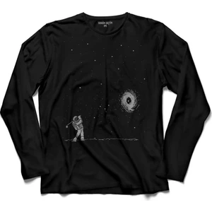 Kendim Seçtim Uzayda Golf Oyun Astronot Cosmos Galaksi Uzun Kollu Tişört