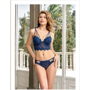 Dantelli Destekli İp Detaylı Sütyen Takımı