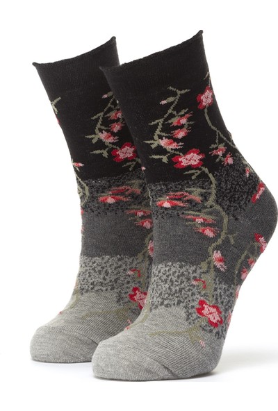 Ciorap 3'lü Kadın Çiçek Desenli Çorap 3420-A3