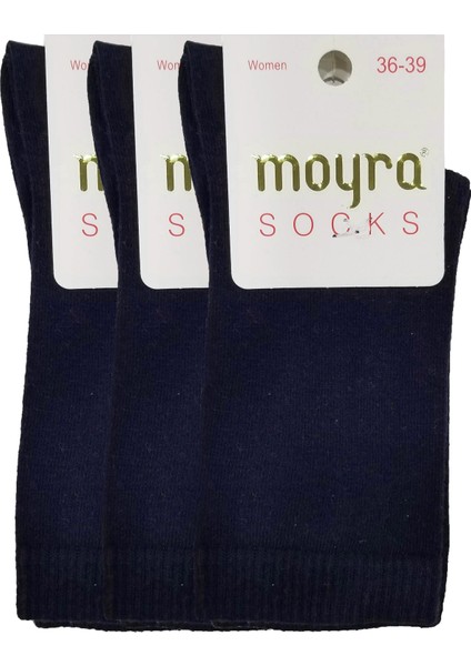 Moyra 3 Adet Bayan Düz Pamuk Soket Çorap