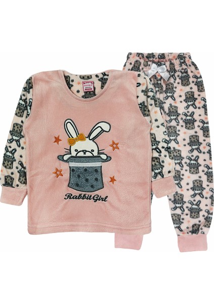 Tavşan Nakışlı Polar Kız Çocuk Pijama Takımı 001-0001477