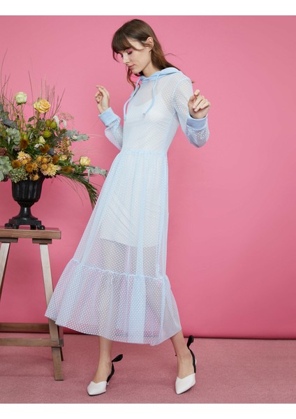 Kadın Kapüşonlu Elbise Tül Maxi modelleri