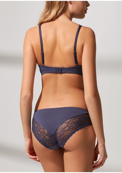 Lacy Soft Dantelli Sütyen - Mavi