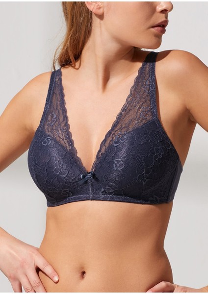 Lacy Soft Dantelli Sütyen - Mavi