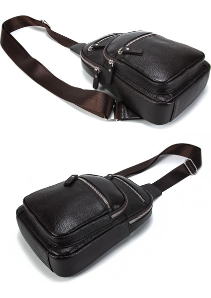 Hakiki Deri Koyu Kahverengi Unisex Sırt Çantası 8156-K