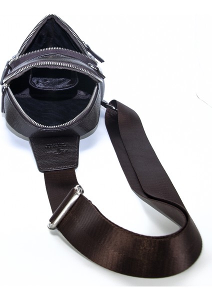 Hakiki Deri Koyu Kahverengi Unisex Sırt Çantası 8156-K