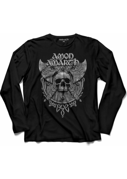 Amon Amarth Skull Logo Kuru Kafa Uzun Kollu Tişört