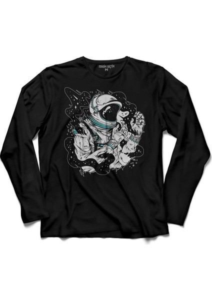 Astronot Uzay Space Cosmos Galaksi Gezegen 3 Uzun Kollu Tişört