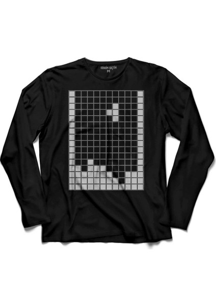 Atari Ateri Tetris Nostaljik Oyun Beyaz Uzun Kollu Tişört