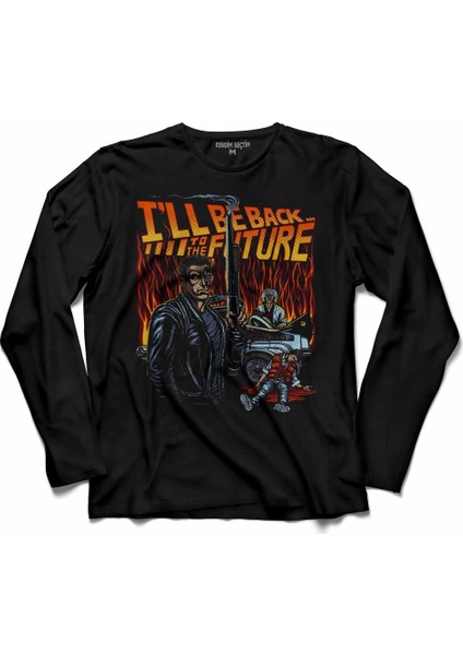 Back To The Future Geleceğe Dönüş Logo 2 Uzun Kollu Tişört