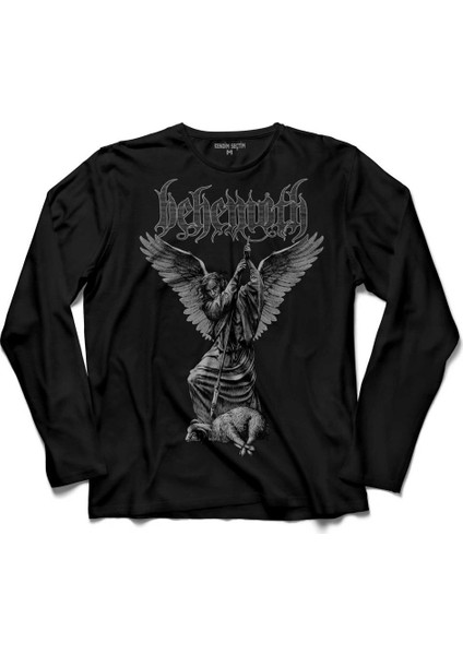 Behemoth Baphomet Logo Black Metal Koyun Öldürme Kollu Tişört
