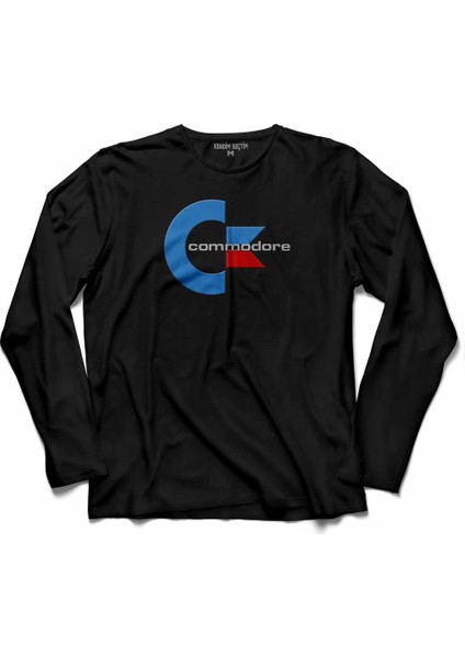 Commodore 61 C64 Logo Antika Bilgisayar Uzun Kollu Tişört