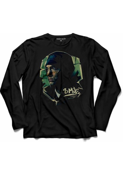 Eminem 8 Miles 8 Eight Sekiz Mil Logo 2 Uzun Kollu Tişört