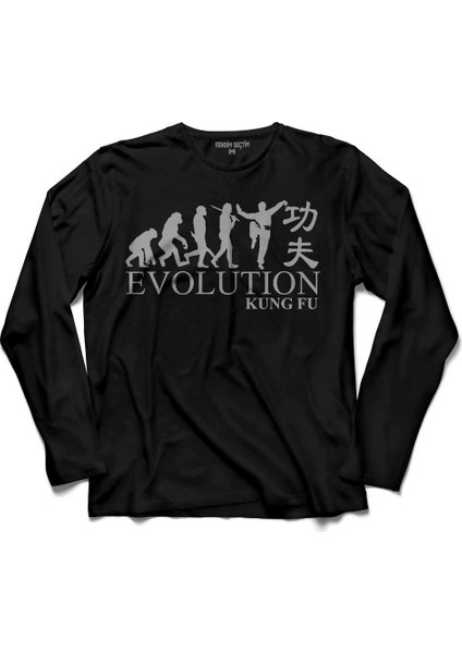 Evolution Human Evrim Kung Fu Kungfu Karate Uzun Kollu Tişört