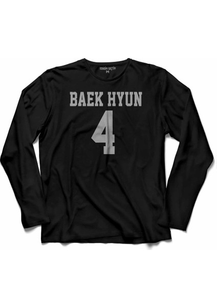 Exo Baekhyun 4 Baek Hyun Logo Uzun Kollu Tişört