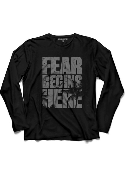 Fear Begins Here The Walking Dead Uzun Kollu Tişört