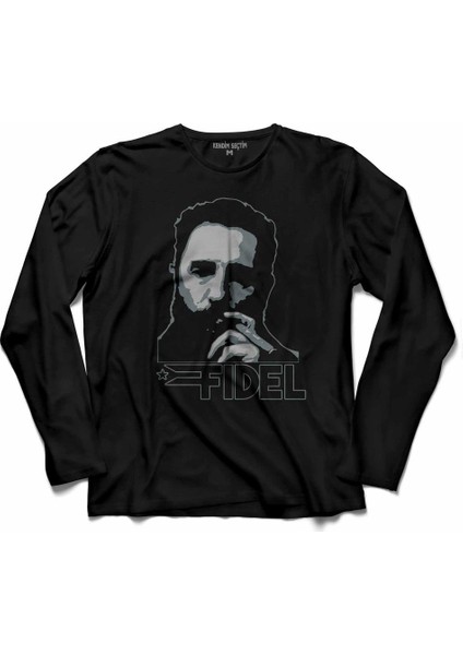 Fidel Castro Küba Devrimci Marksist Uzun Kollu Tişört