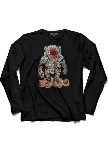 Fly Me To The Moon Astronot Gezegen Uzun Kollu Tişört