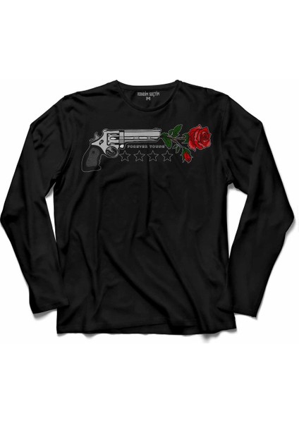 Guns N And Roses Gun Gül Ve Kan Silah Tabanca Uzun Kollu Tişört