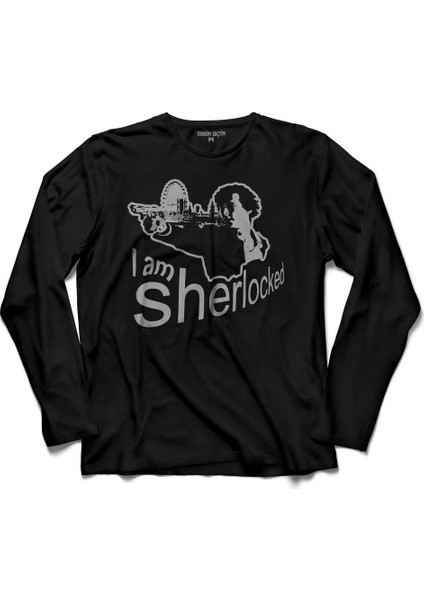 I Am Sher Locked Sherlock Holmes Gun Uzun Kollu Tişört