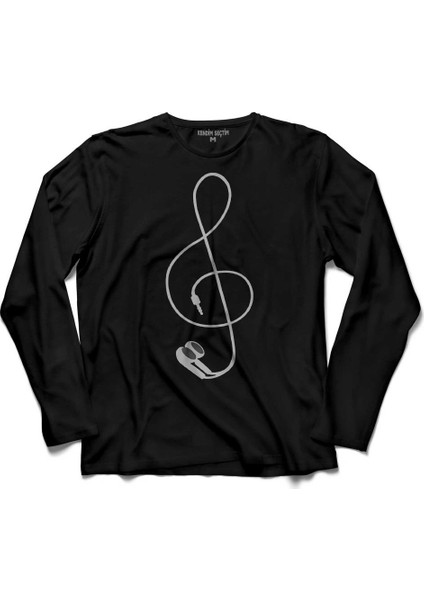 I Love Music Sol Anahtari Kulaklik Walkman 2 Uzun Kollu Tişört