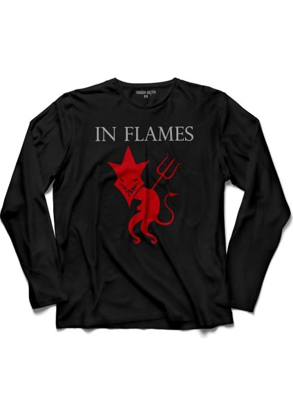 In Flames Jesterhead Devil Logo Uzun Kollu Tişört