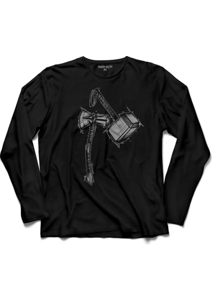 Kaptan Amaerika Captain America Thor Tokmak Uzun Kollu Tişört