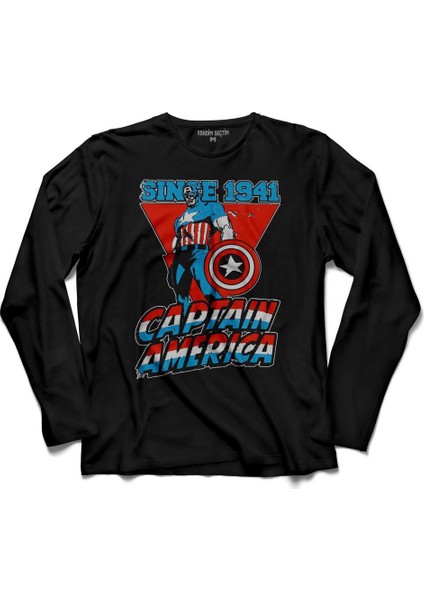 Kaptan Amerika Captain America Since 1941 Uzun Kollu Tişört