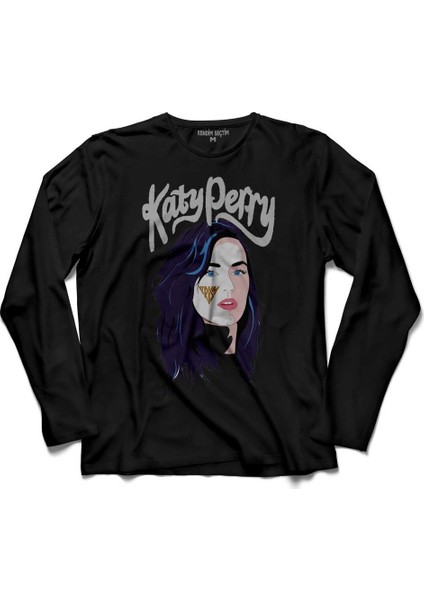 Katy Perry Resimli Tasarim Uzun Kollu Tişört