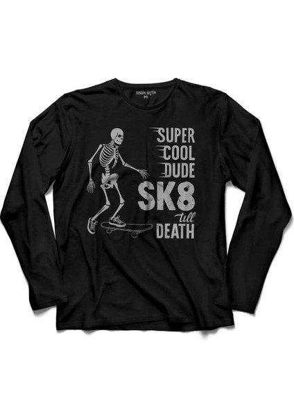 Kaykay Skateboarding Kuru Kafa Death Kay Kay Sporu Kollu Tişört