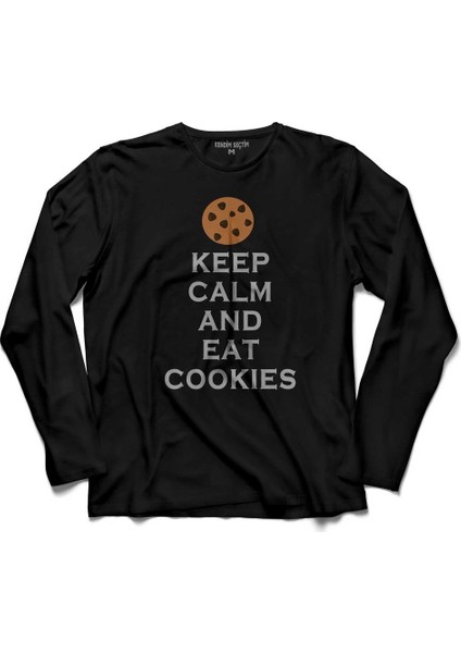 Keep Calm And Eat Cokies Kurabiye Pasta Uzun Kollu Tişört
