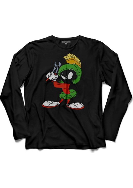Marvin The Martian Marsli Marvin Logo Uzun Kollu Tişört