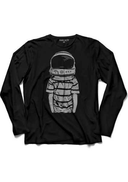 Masum Uçan Astronot Cosmos Gezegen Galaksi Uzay Uzun Kollu Tişört