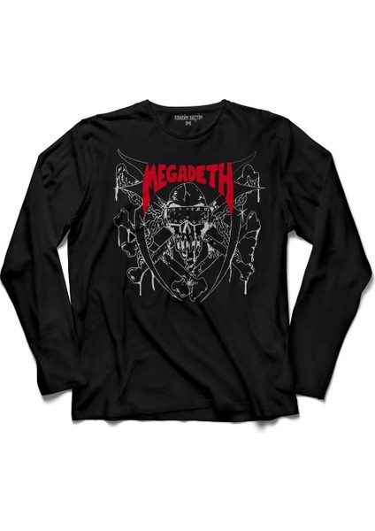 Megadeth 1983 Kirmizi Dave Mustaine Heavy Metal Uzun Kollu Tişört