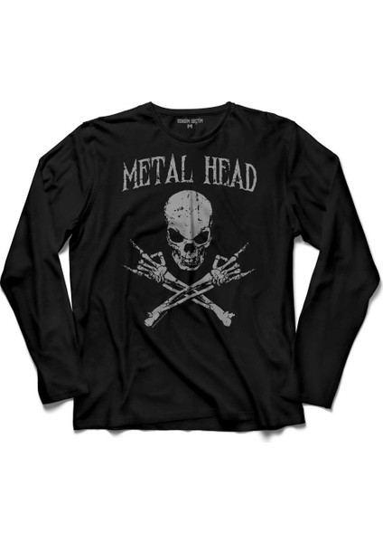 Metal Head Skull Kuru Kafa Metallicauzun Kollu Tişört