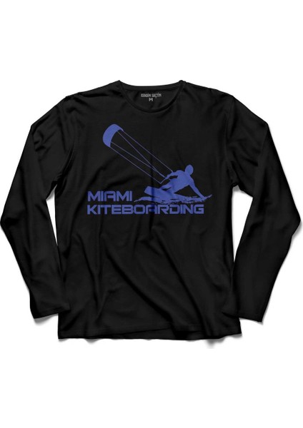 Miami Kiteboarding Sörf Yaz Tatil Deniz Kum Uzun Kollu Tişört