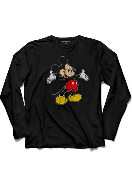 Mickey Mouse Logo Hapishane 2 Uzun Kollu Tişört