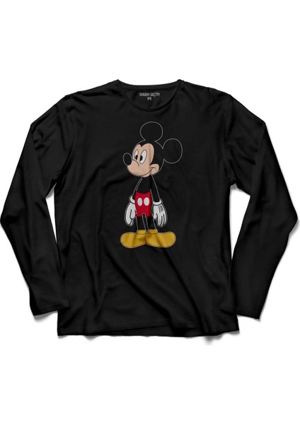 Mickey Mouse Miki Logo Uzun Kollu Tişört