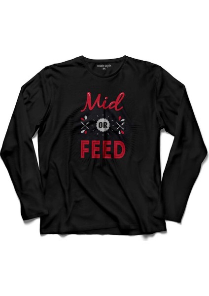 Mid Or Feed Dota 2 Dota2 Logo 3 Uzun Kollu Tişört