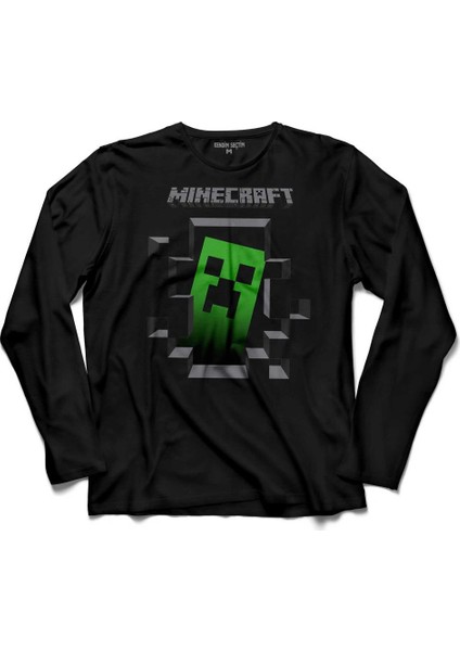 Minecraft Creeper Inside Uzun Kollu Tişört