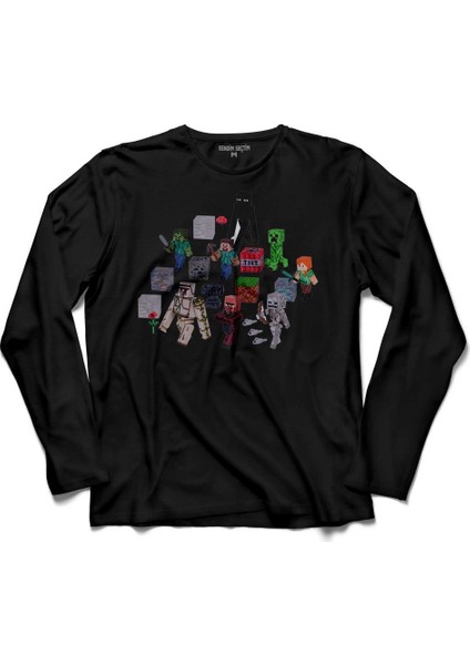 Minecraft Tüm Karakterleri Uzun Kollu Tişört