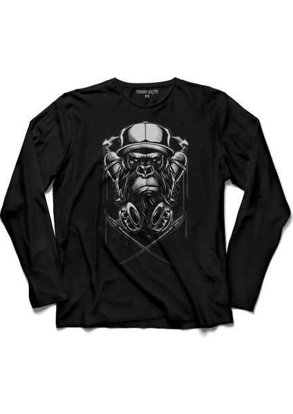 Monkey Graffiti Maymun Grafik Uzun Kollu Tişört