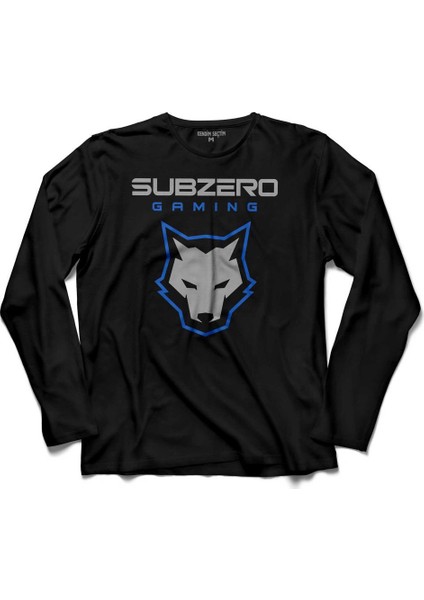 Mortal Kombat Sub Zero Game Wolf Logo Uzun Kollu Tişört