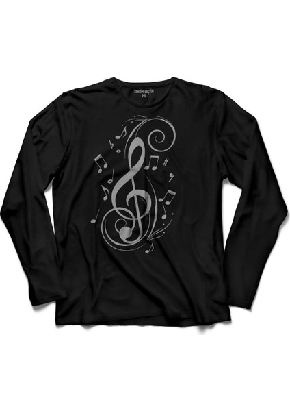 Music Love Müzik Nota Seviyorum Sol Anahtari 3Uzun Kollu Tişört