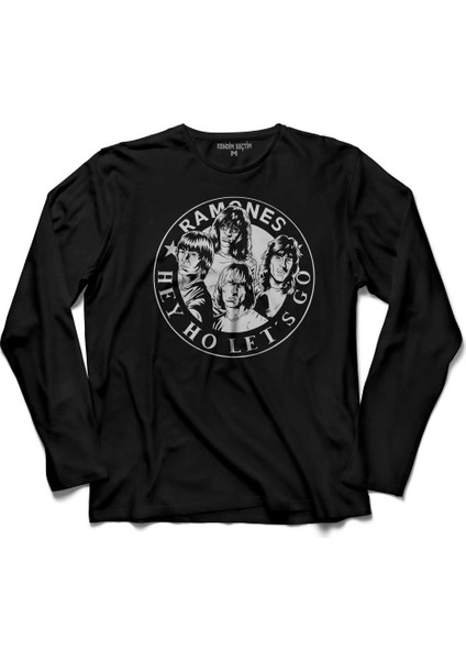 Musical Ramones Punk Rock Hey Ho Lets Go Uzun Kollu Tişört