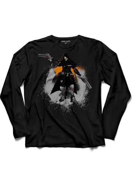 Overwatch Reaper Heroes Steam Logo Uzun Kollu Tişört
