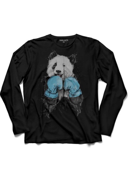Panda Bear Fight Ayi Boks Boxer Uzun Kollu Tişört